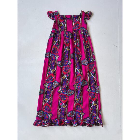 Vintage Dresses & Skirts - Vintage Hot Pink Paisley Print Maxi Dress